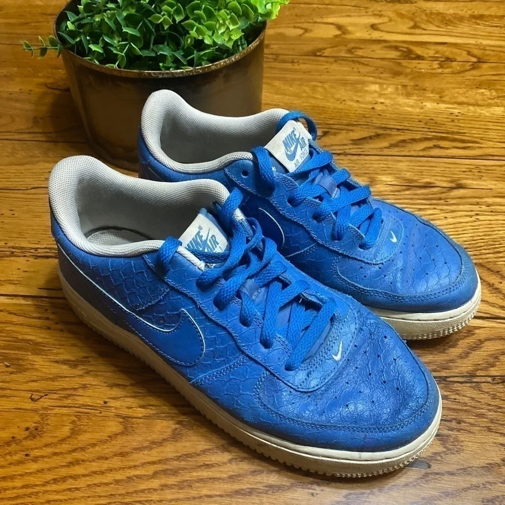 Nike Air Force 1 Big Kids 7.5Y Crocodile Croc Blue